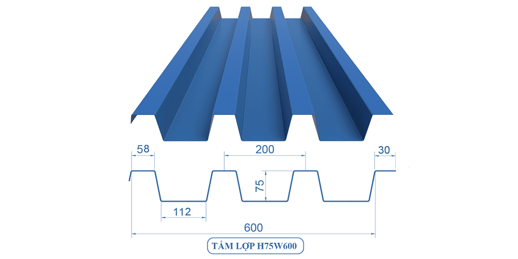 Tôn lợp 4 sóng W600H75
